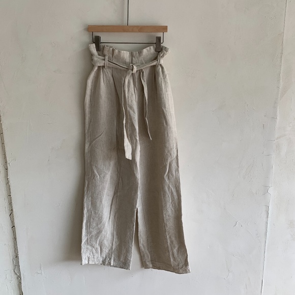 Zara Pants - Zara Linen Wide Leg Paper Bag Pants